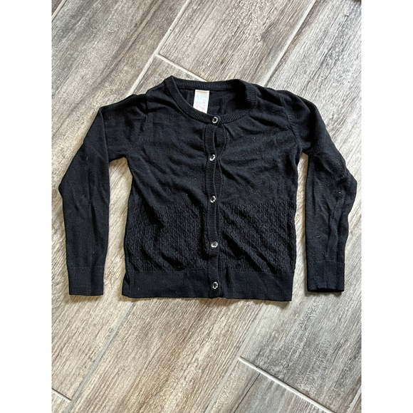 Girls Black Cardigan Sweater Button Up Knit Top School Uniform Size - Picture 1 of 7